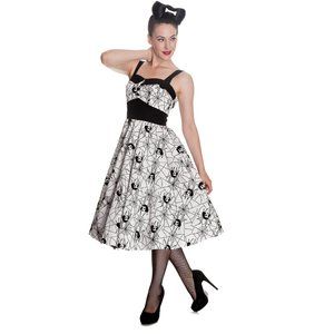 Hell Bunny Flocked Black & White Dress Medium